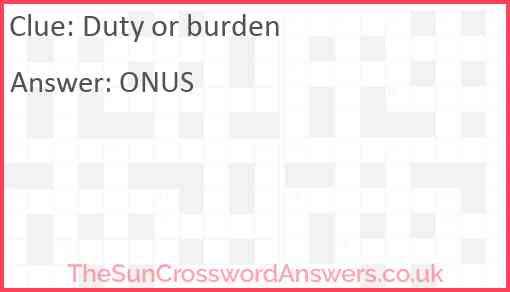 Duty or burden Answer