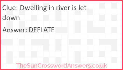 Dwelling in river is let down Answer