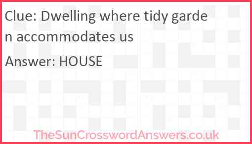 Dwelling where tidy garden accommodates us Answer