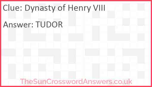 Dynasty of Henry VIII Answer