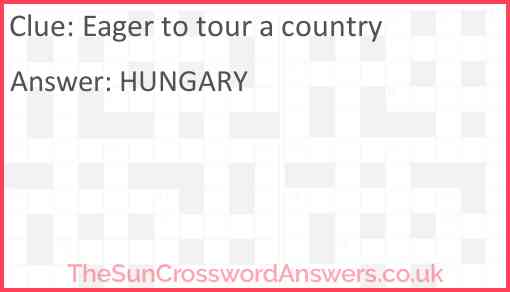 Eager to tour a country Answer