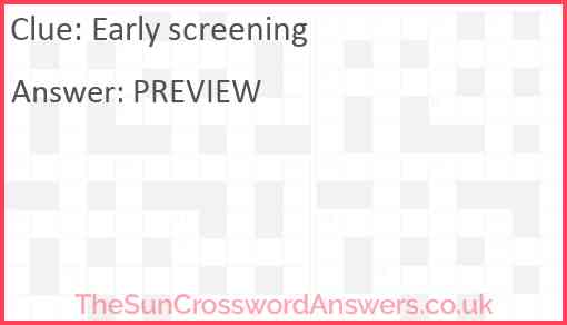 Early screening Answer