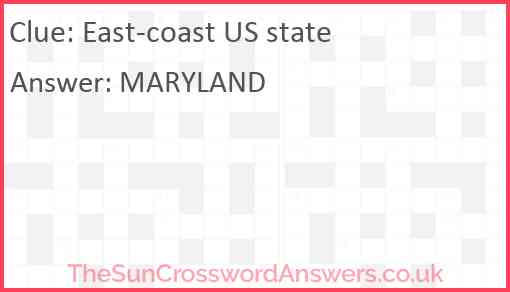 East-coast US state Answer
