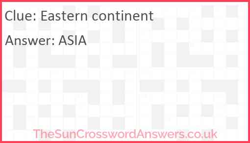 Eastern continent Answer