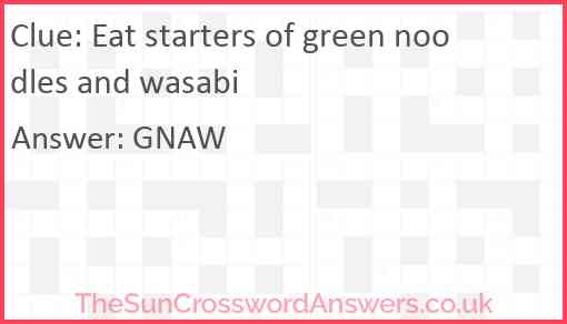 Eat starters of green noodles and wasabi Answer