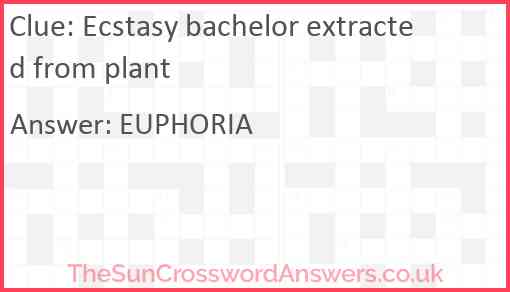 Ecstasy bachelor extracted from plant Answer