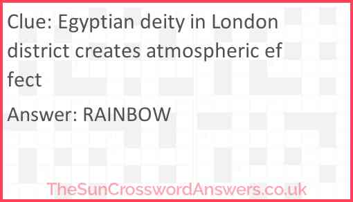 Egyptian deity in London district creates atmospheric effect Answer
