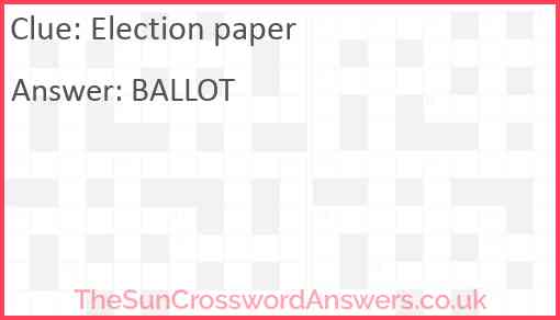 Election paper Answer