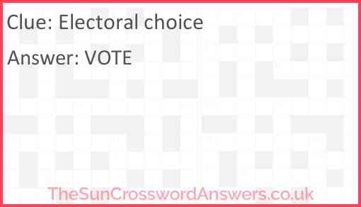 Electoral choice Answer