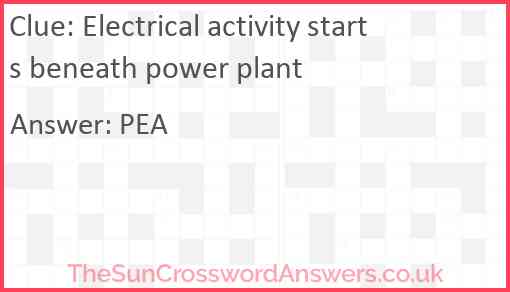 Electrical activity starts beneath power plant Answer