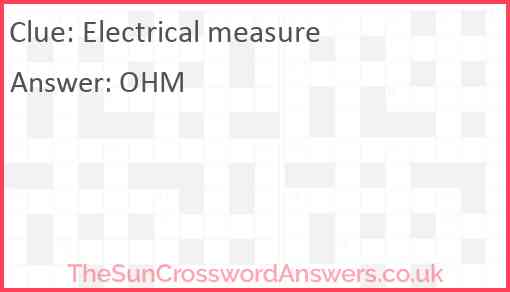 Electrical measure Answer