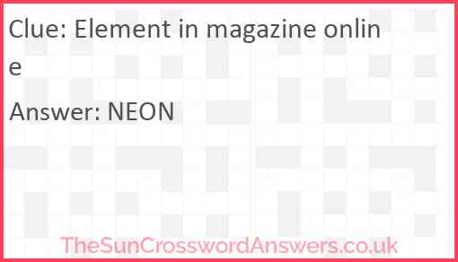 Element in magazine online Answer