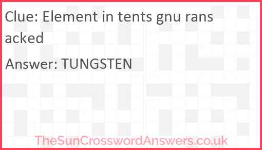 Element in tents gnu ransacked Answer