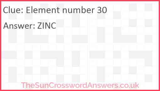 Element number 30 Answer