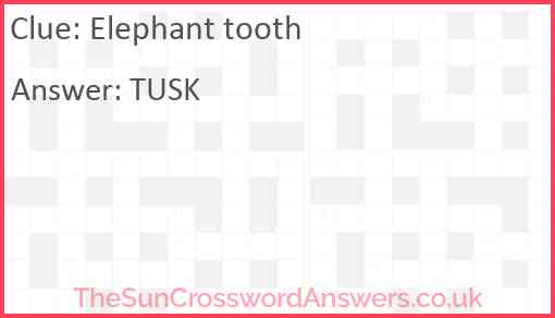 Elephant tooth Answer