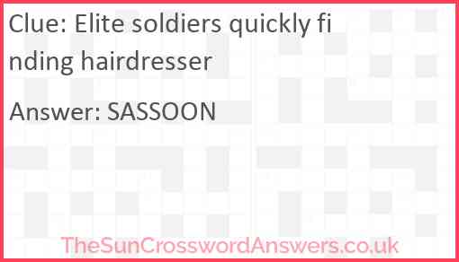 Elite soldiers quickly finding hairdresser Answer