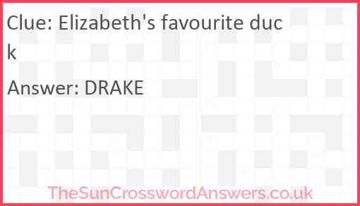Elizabeth's favourite duck Answer