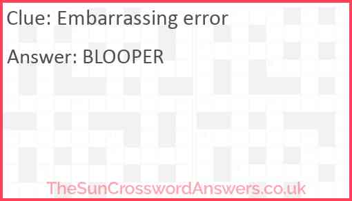 Embarrassing error Answer