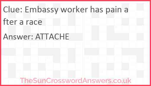 Embassy worker has pain after a race Answer