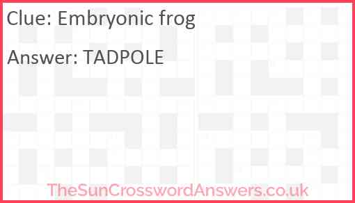 Embryonic frog Answer