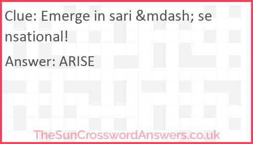 Emerge in sari &mdash; sensational! Answer