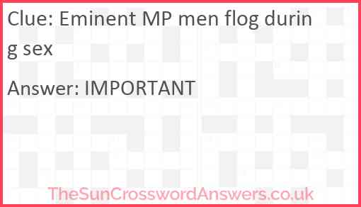 Eminent MP men flog during sex Answer