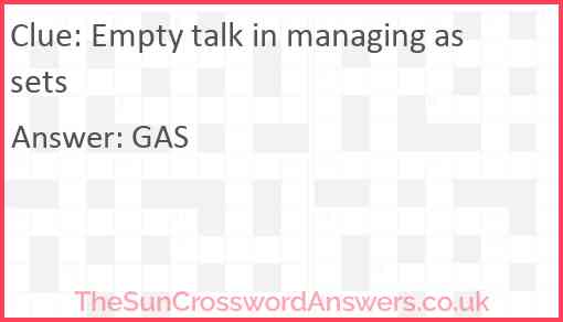 Empty talk in managing assets Answer