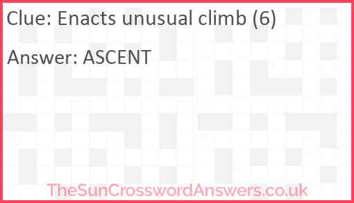 Enacts unusual climb (6) Answer