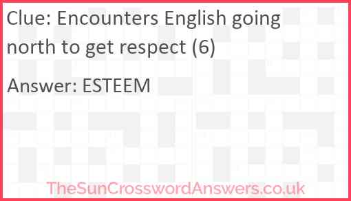 Encounters English going north to get respect (6) Answer