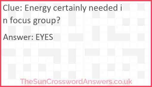 Energy certainly needed in focus group? Answer