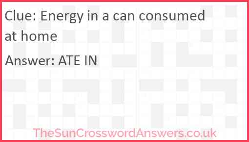 Energy in a can consumed at home Answer