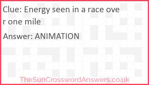 Energy seen in a race over one mile Answer