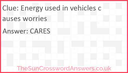 Energy used in vehicles causes worries Answer