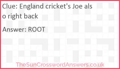 England cricket's Joe also right back Answer