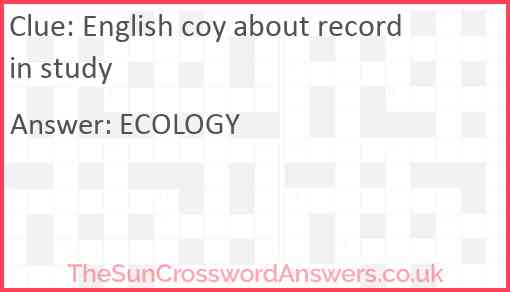 English coy about record in study Answer