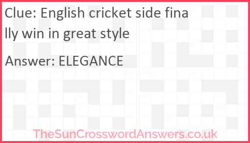 English cricket side finally win in great style Answer