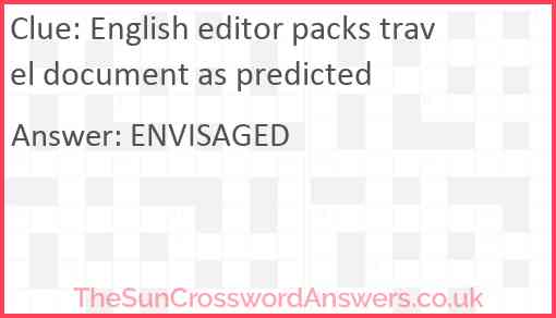 English editor packs travel document as predicted Answer