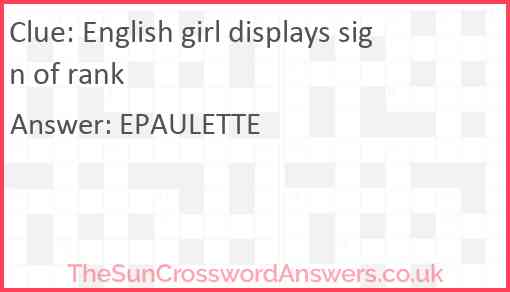 English girl displays sign of rank Answer