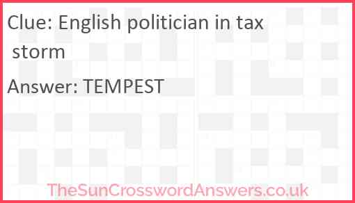 English politician in tax storm Answer
