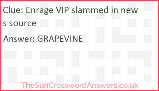 Enrage VIP slammed in news source Answer