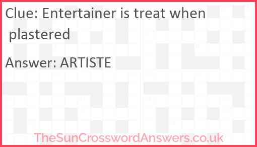 Entertainer is treat when plastered Answer