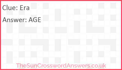 Era crossword clue TheSunCrosswordAnswers co uk Era crossword clue TheSunCrosswordAnswers co uk
