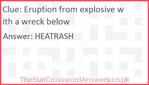 Eruption from explosive with a wreck below Answer