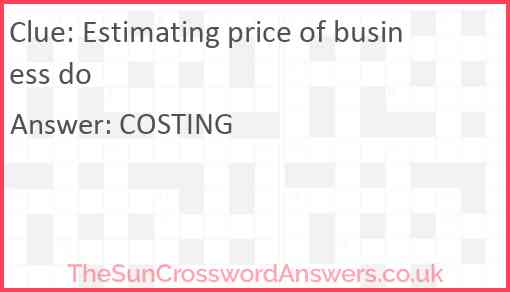 Estimating price of business do Answer