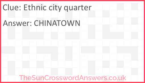 Ethnic city quarter Answer