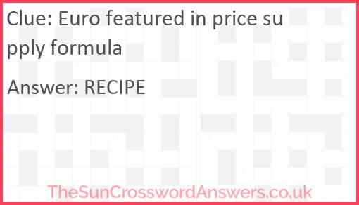 Euro featured in price supply formula Answer