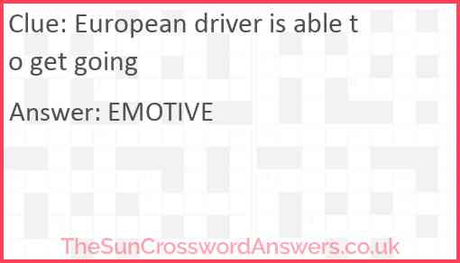 European driver is able to get going Answer