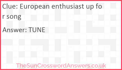 European enthusiast up for song Answer