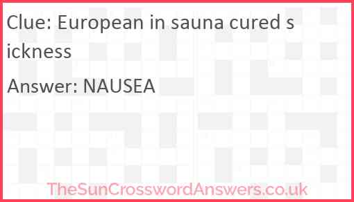 European in sauna cured sickness Answer