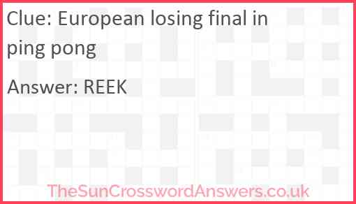 European losing final in ping pong Answer